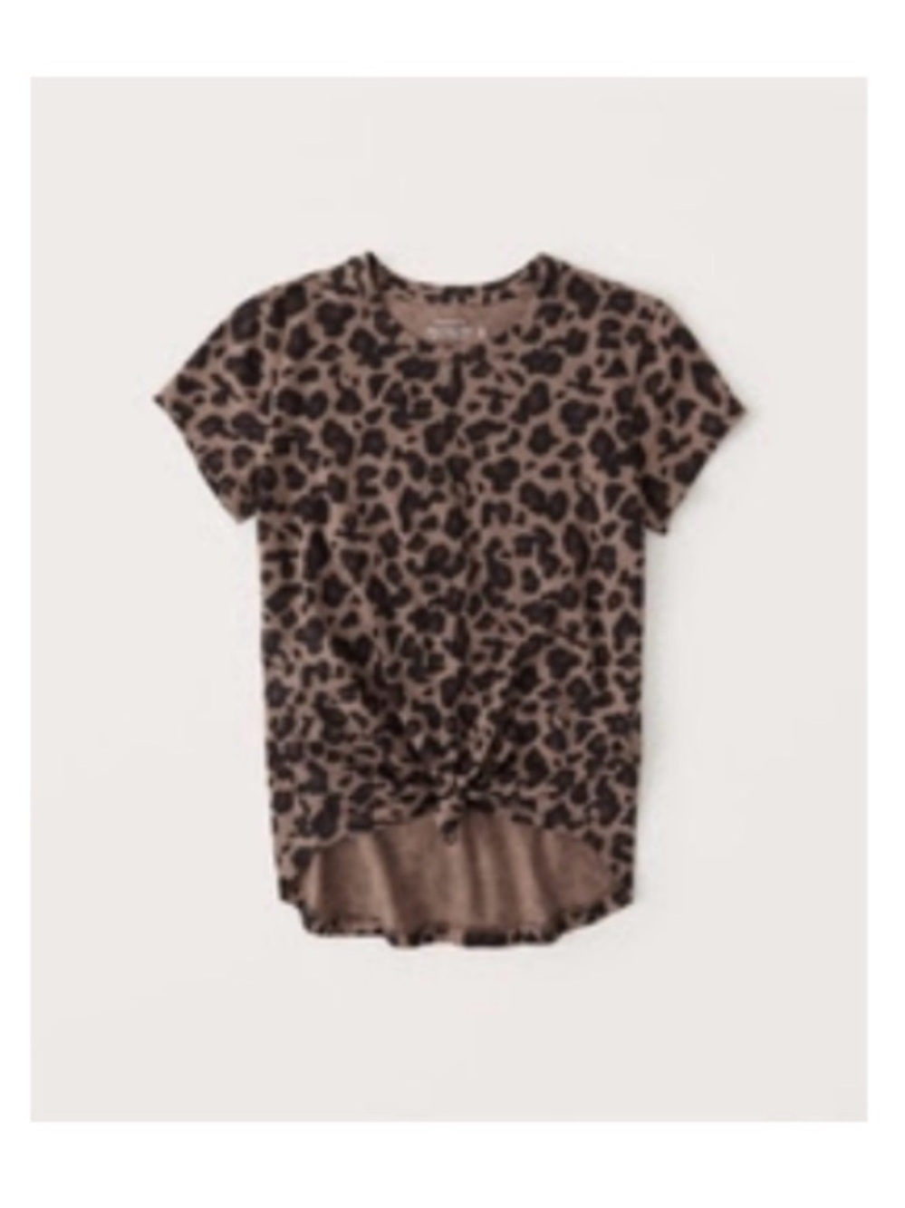 Abercrombie & Fitch Brown Leopard Print Knot Front Tee